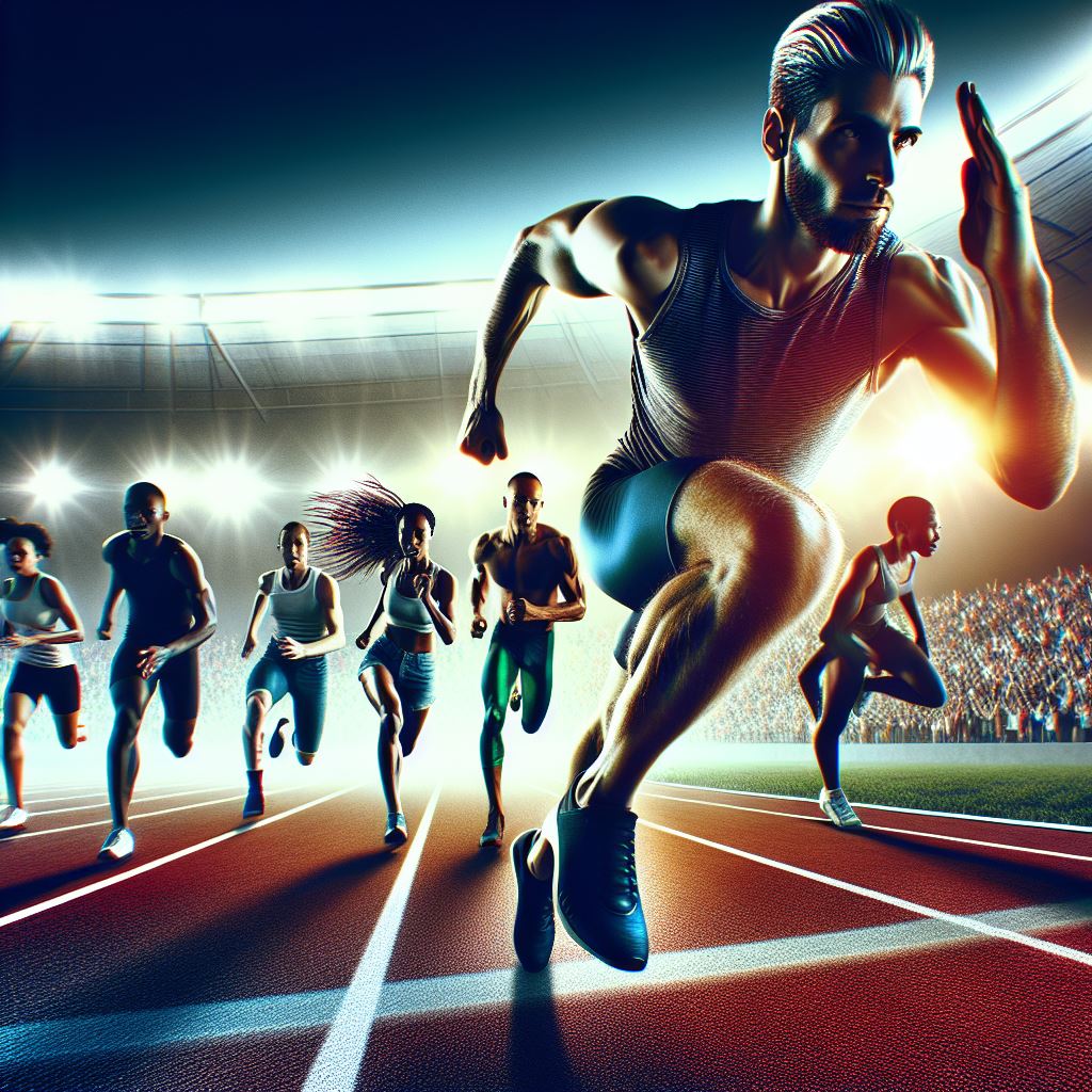 67e3d17cbe127d6b024c6ab6_Designer (4) Löpare som tävlar på en friidrottsbana i en upplyst stadion.